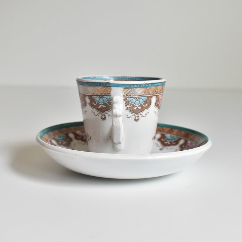 Antique Coffee Cup & Saucer, Sarreguemines E