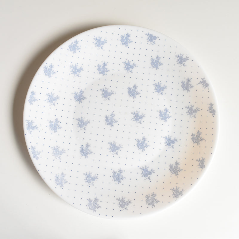 Vintage Glass Plate ARCOPAL Fleurs bleues