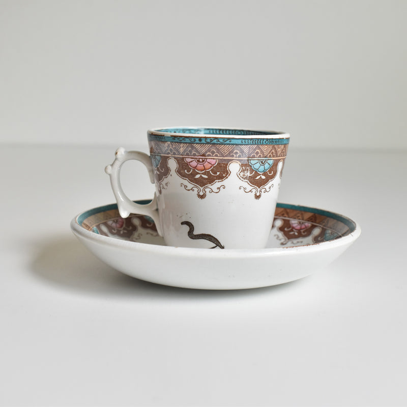 Antique Coffee Cup & Saucer, Sarreguemines D