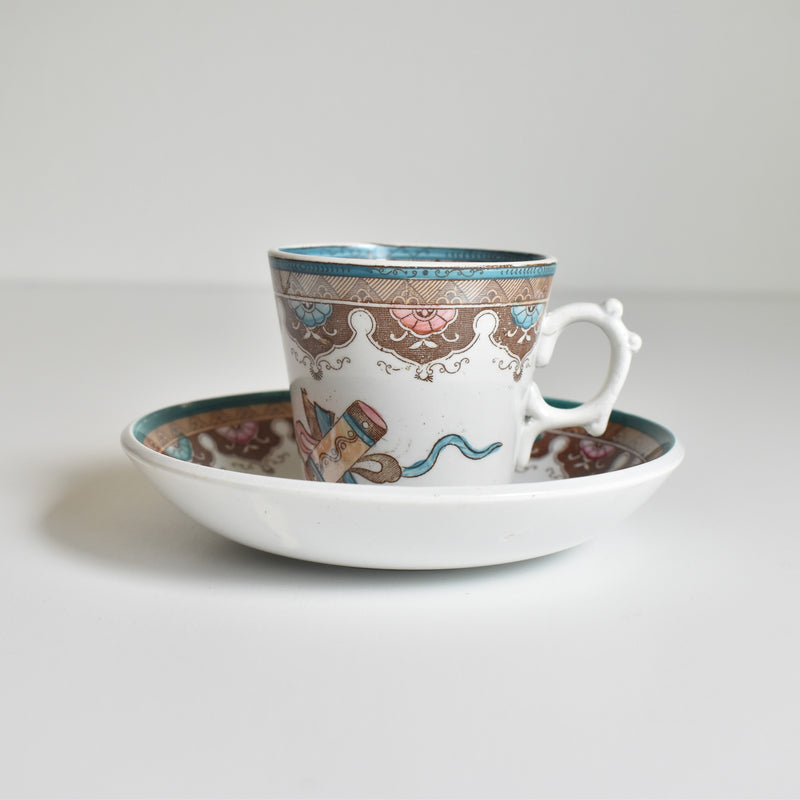 Antique Coffee Cup & Saucer, Sarreguemines, C