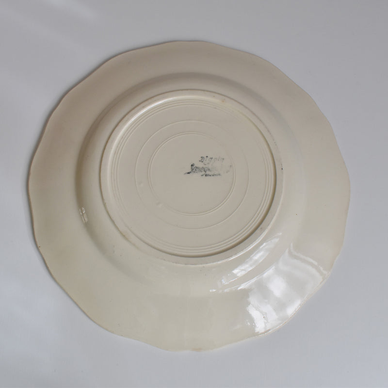 Vintage Plate Digoin & Sarreguemines Floral Rim Ivoire