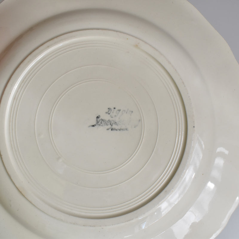 Vintage Plate Digoin & Sarreguemines Floral Rim Ivoire
