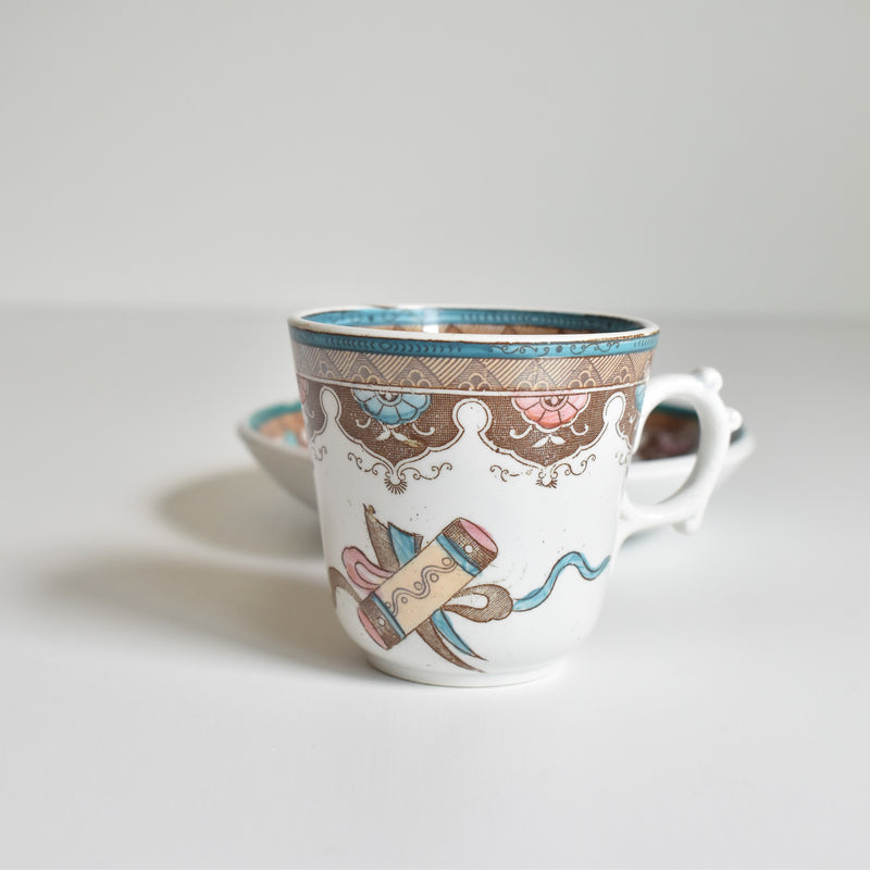Antique Coffee Cup & Saucer, Sarreguemines, C