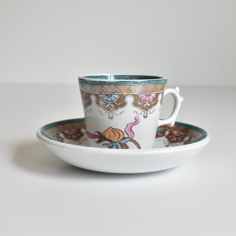 Antique coffee cup & saucer, Sarreguemines B