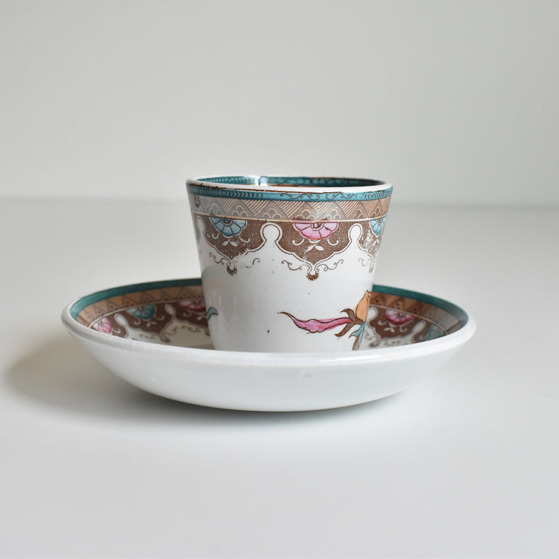 Antique coffee cup & saucer, Sarreguemines B