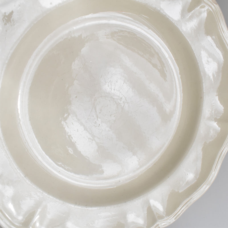 Vintage Plate Digoin & Sarreguemines Floral Rim Ivoire