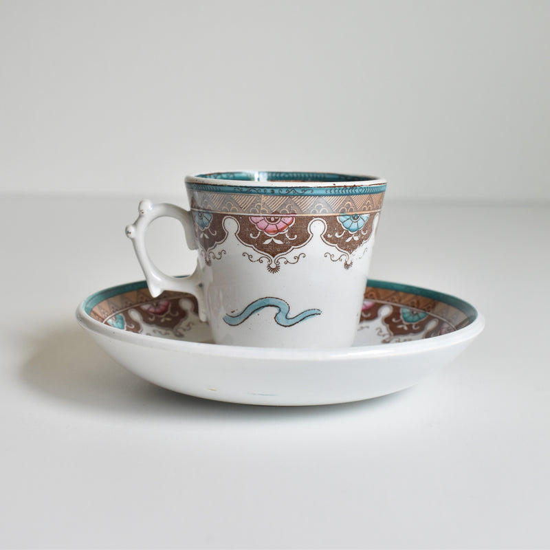 Antique coffee cup & saucer, Sarreguemines B