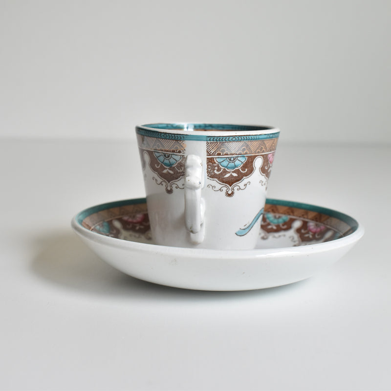Antique coffee cup & saucer, Sarreguemines B