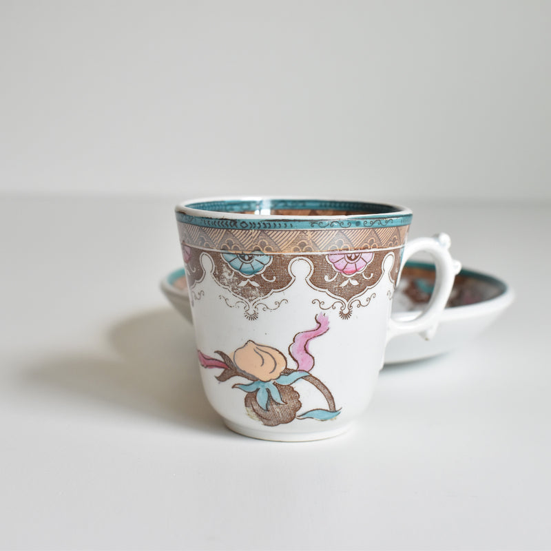 Antique coffee cup & saucer, Sarreguemines B