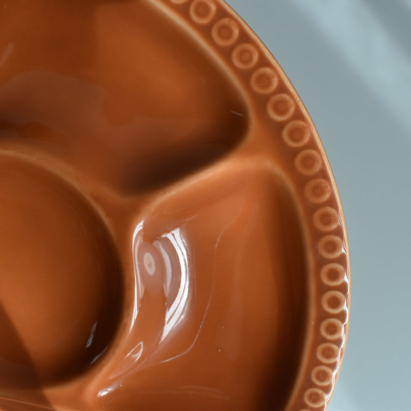 Vintage Fondue Plate Gien Terracotta