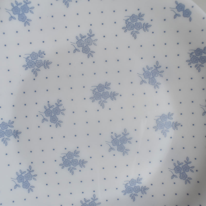 Vintage Glass Dessert Plate ARCOPAL Fleurs bleues