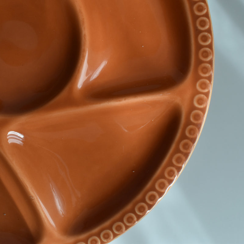 Vintage Fondue Plate Gien Terracotta