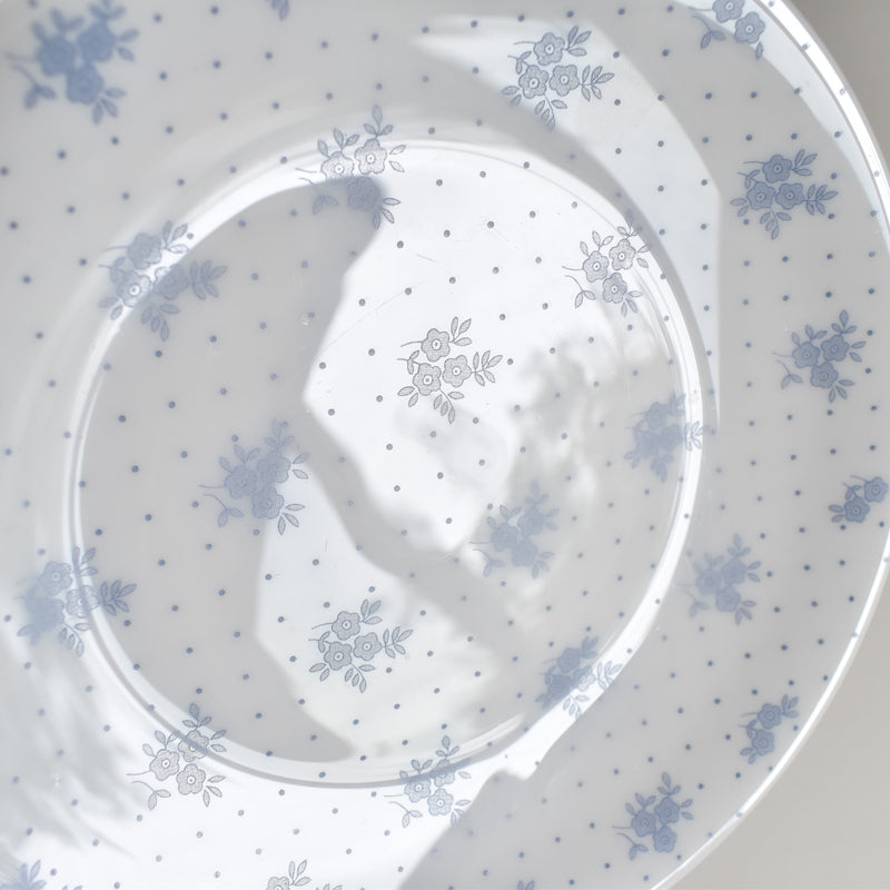 Vintage Glass Dessert Plate ARCOPAL Fleurs bleues