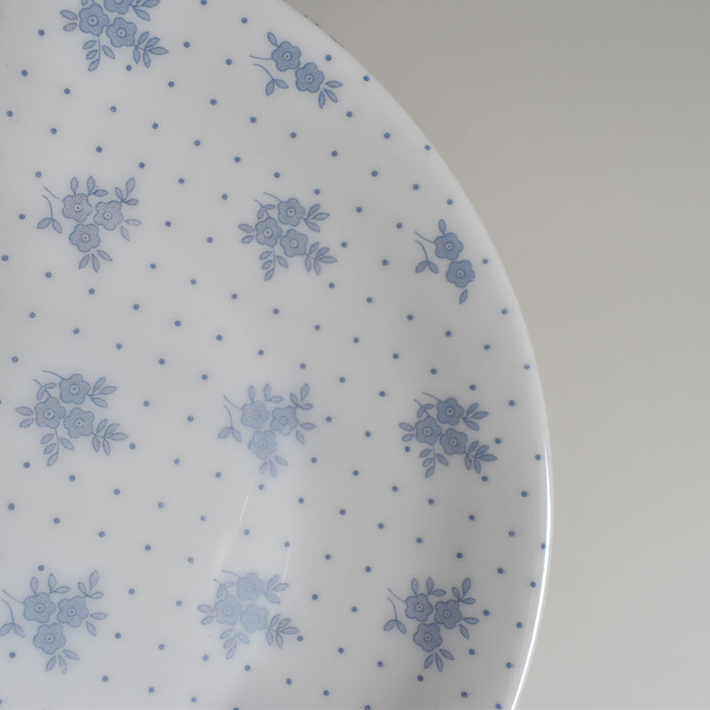 Vintage Glass Dessert Plate ARCOPAL Fleurs bleues