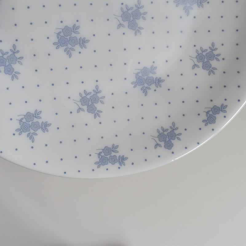 Vintage Glass Dessert Plate ARCOPAL Fleurs bleues