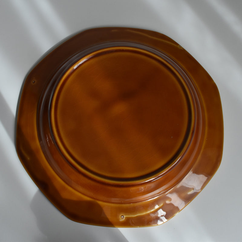 ヴィンテージ深い大皿ロンシャン オクトゴナル ブラウン