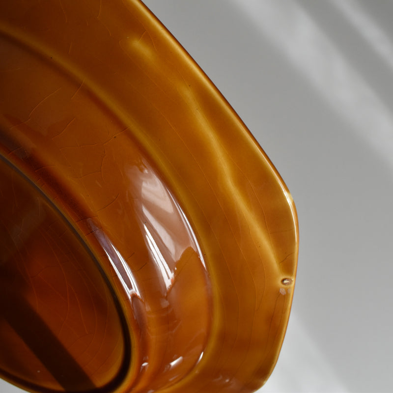 ヴィンテージ深い大皿ロンシャン オクトゴナル ブラウン