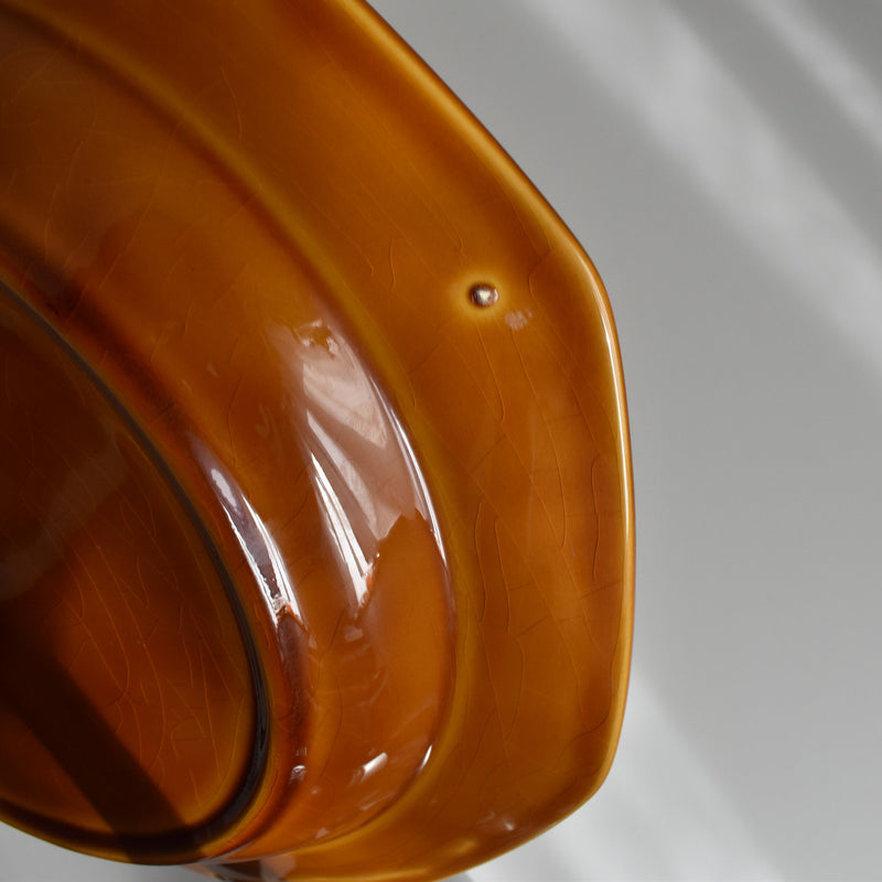 ヴィンテージ深い大皿ロンシャン オクトゴナル ブラウン