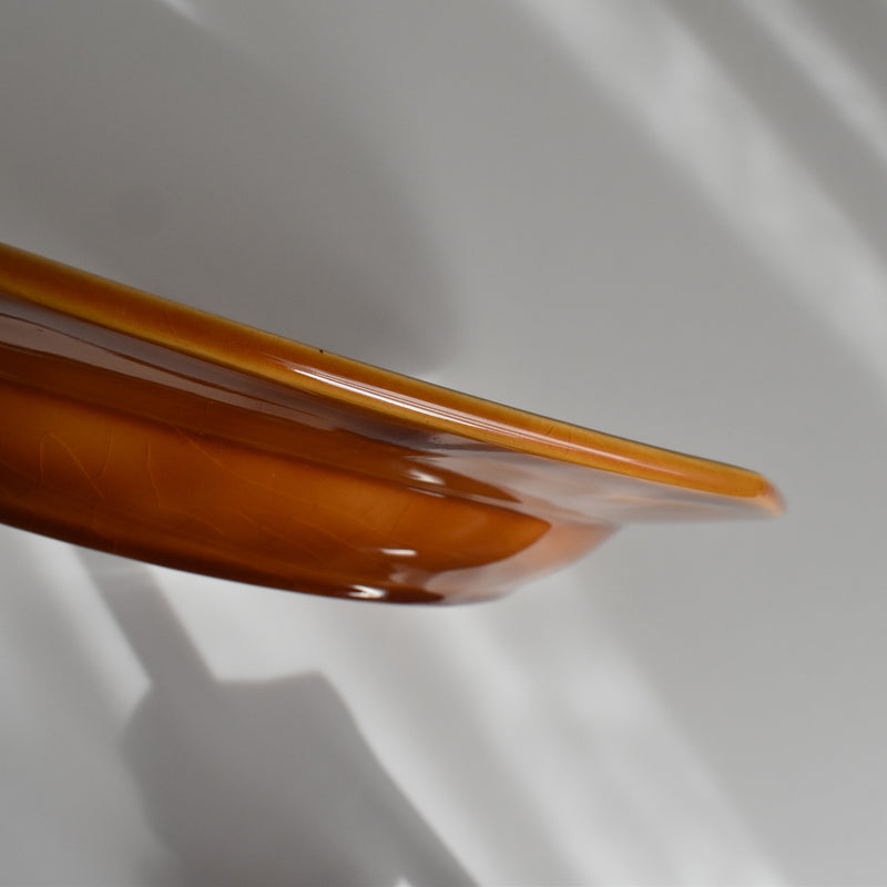 ヴィンテージ深い大皿ロンシャン オクトゴナル ブラウン