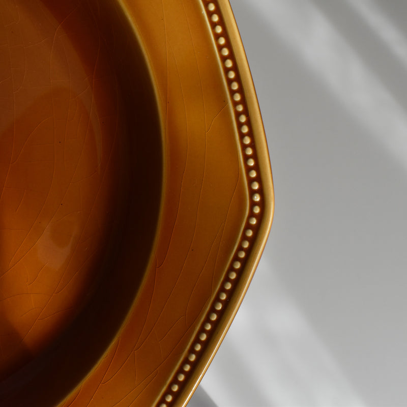 ヴィンテージ深い大皿ロンシャン オクトゴナル ブラウン