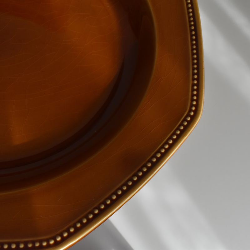 ヴィンテージ深い大皿ロンシャン オクトゴナル ブラウン