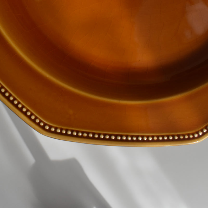 ヴィンテージ深い大皿ロンシャン オクトゴナル ブラウン