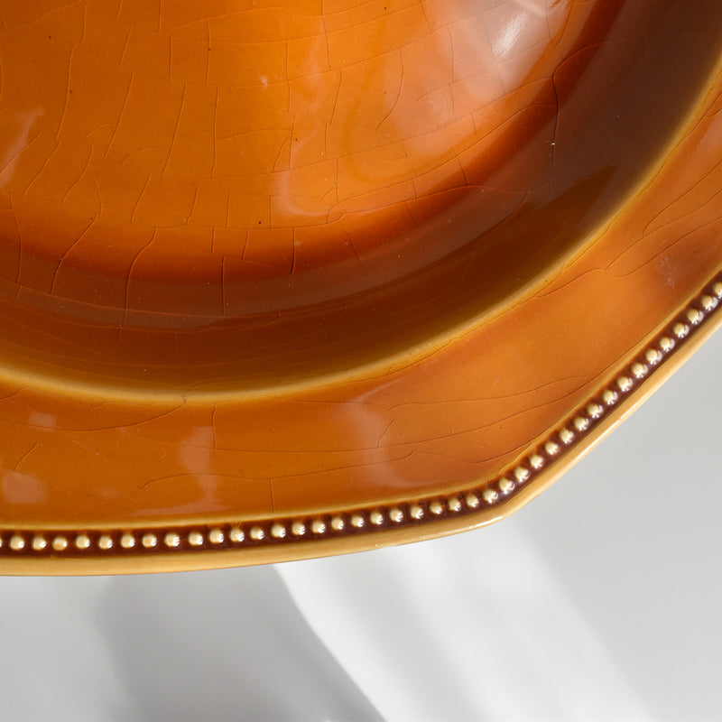 ヴィンテージ深い大皿ロンシャン オクトゴナル ブラウン