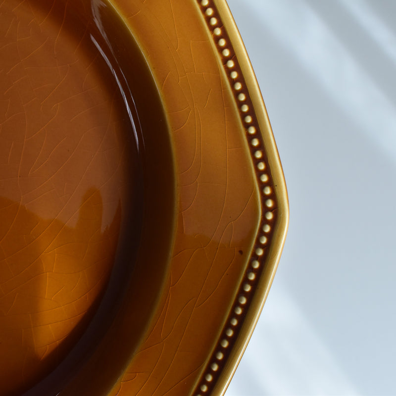 ヴィンテージ深い大皿ロンシャン オクトゴナル ブラウン