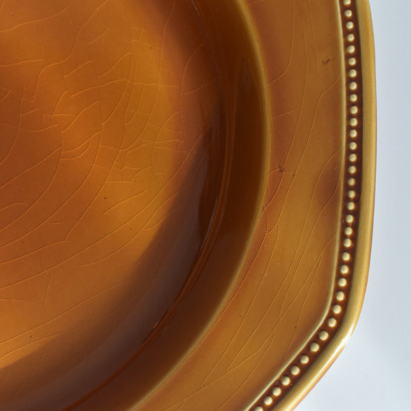 ヴィンテージ深い大皿ロンシャン オクトゴナル ブラウン