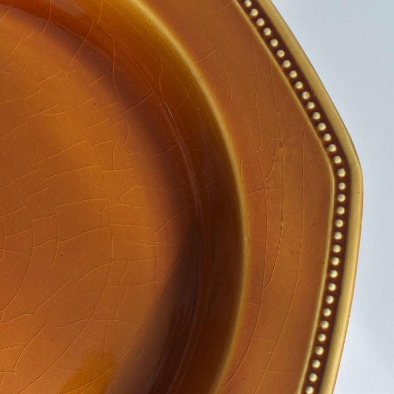 ヴィンテージ深い大皿ロンシャン オクトゴナル ブラウン