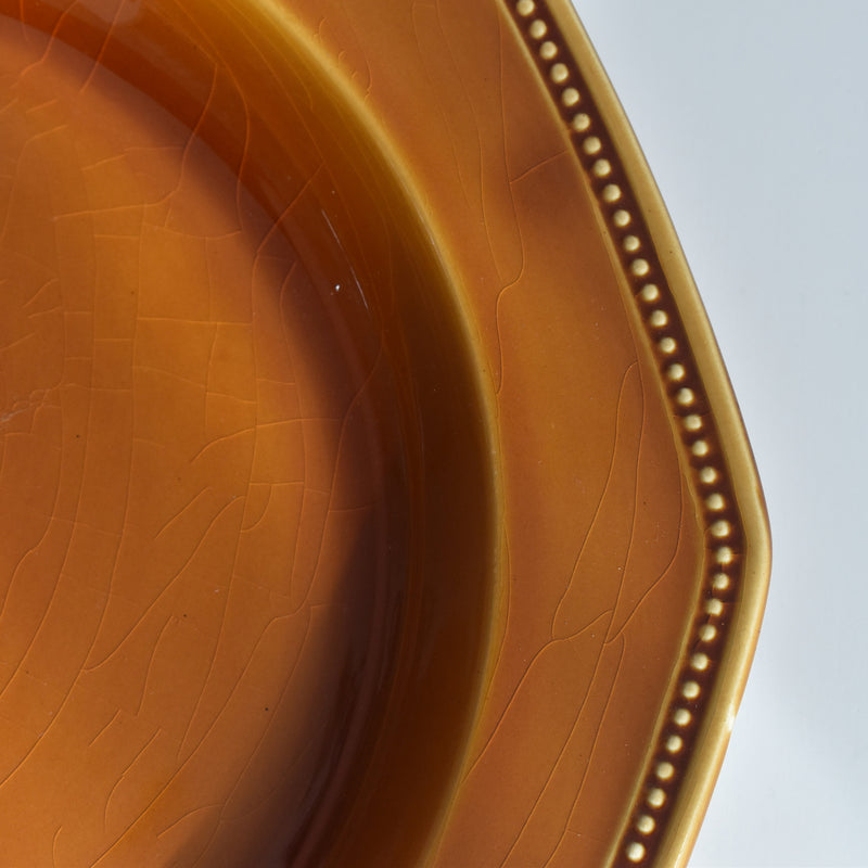 ヴィンテージ深い大皿ロンシャン オクトゴナル ブラウン