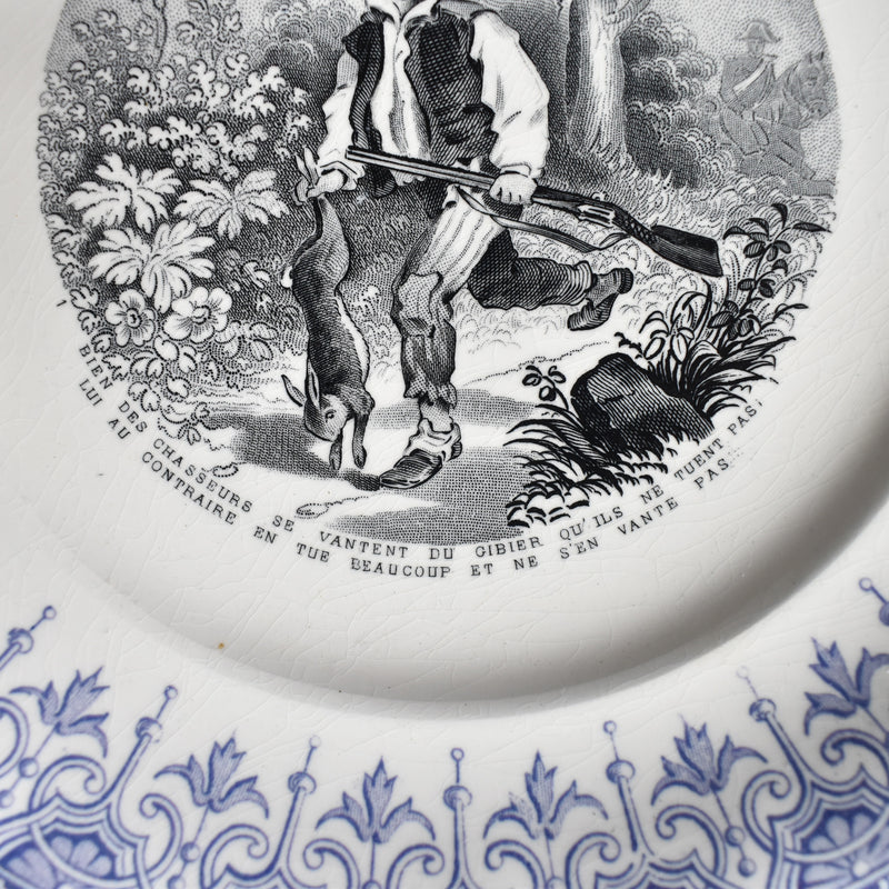 Antique dessert plate Sarreguemines La chasse N1
