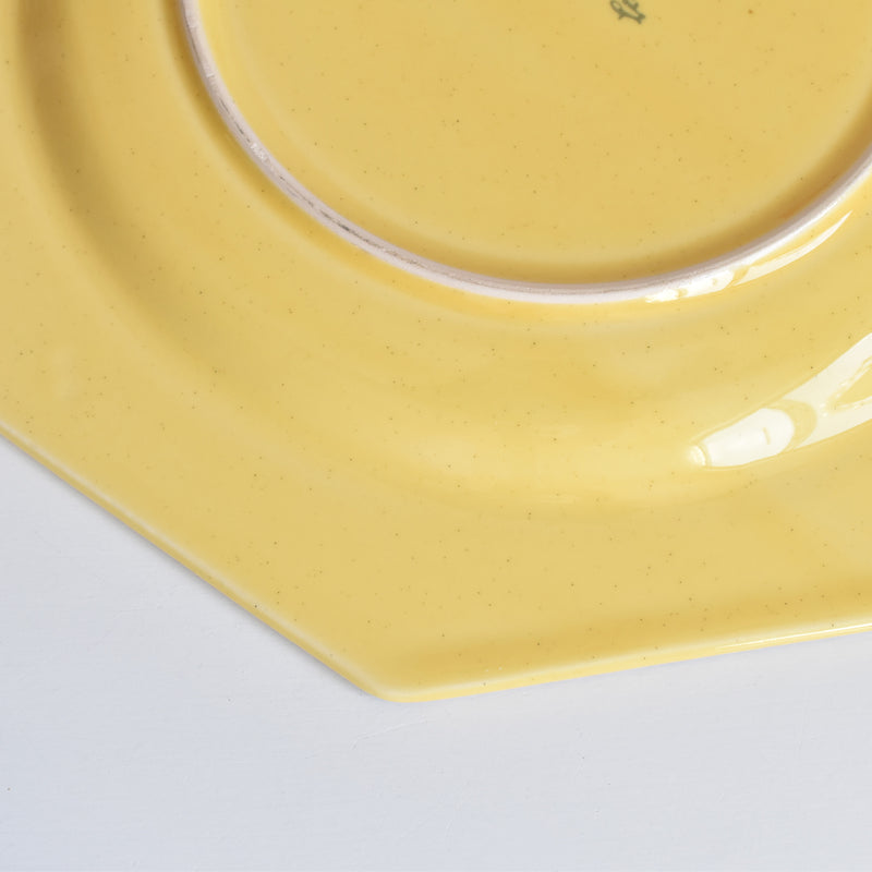 （予約済み）ヴィンテージ　オクトゴナルプレート　ポエ-ラヴァル　イェロー　4枚セット