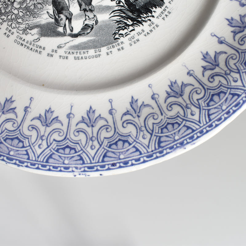 Antique dessert plate Sarreguemines La chasse N1