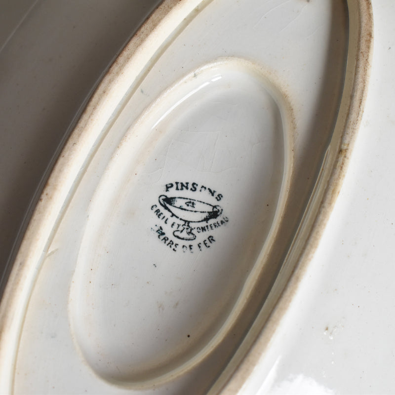 Antique Creil et Montereau Sauce Boat with Finches