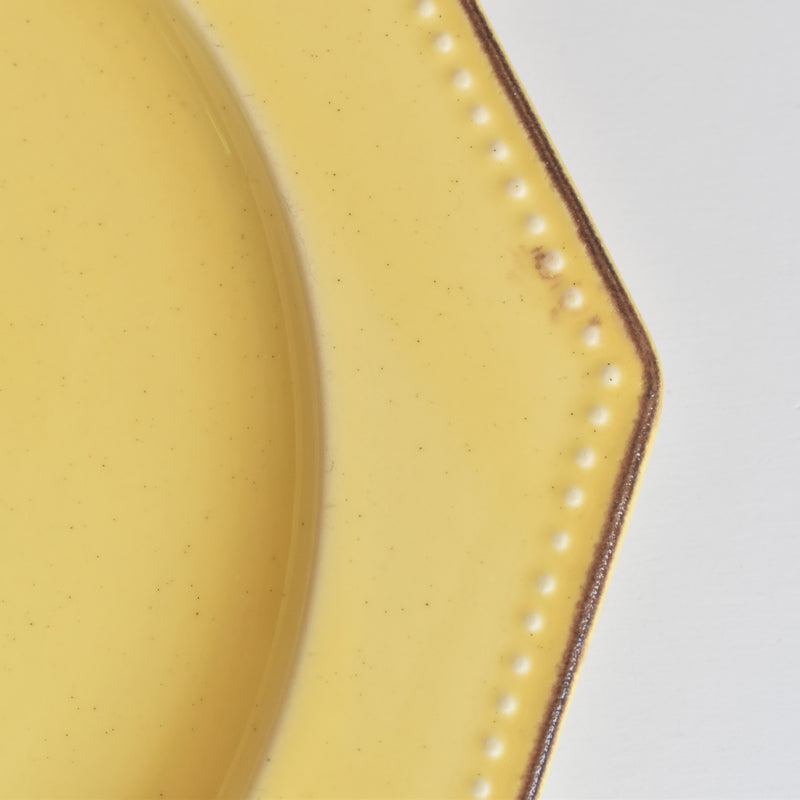 （予約済み）ヴィンテージ　オクトゴナルプレート　ポエ-ラヴァル　イェロー　4枚セット