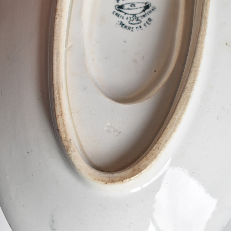 Antique Creil et Montereau Sauce Boat with Finches