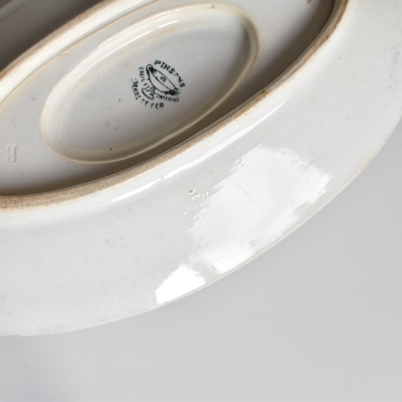Antique Creil et Montereau Sauce Boat with Finches