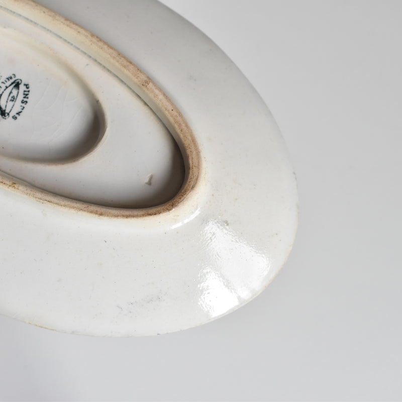 Antique Creil et Montereau Sauce Boat with Finches