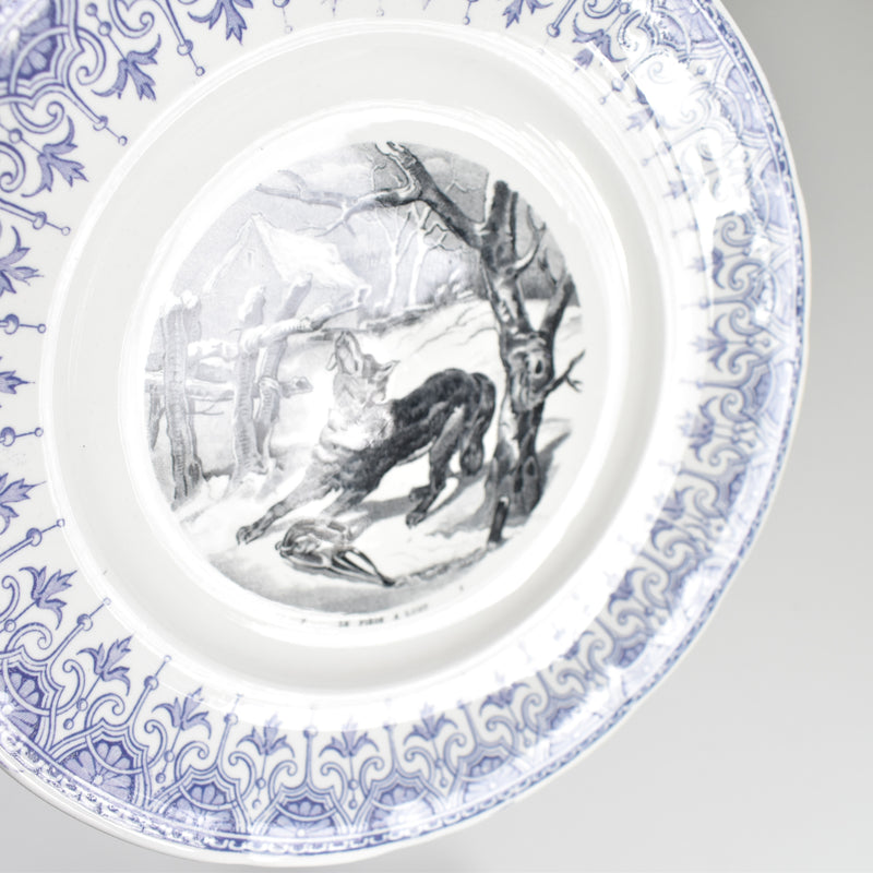 Antique dessert plate Sarreguemines La Chasse N7
