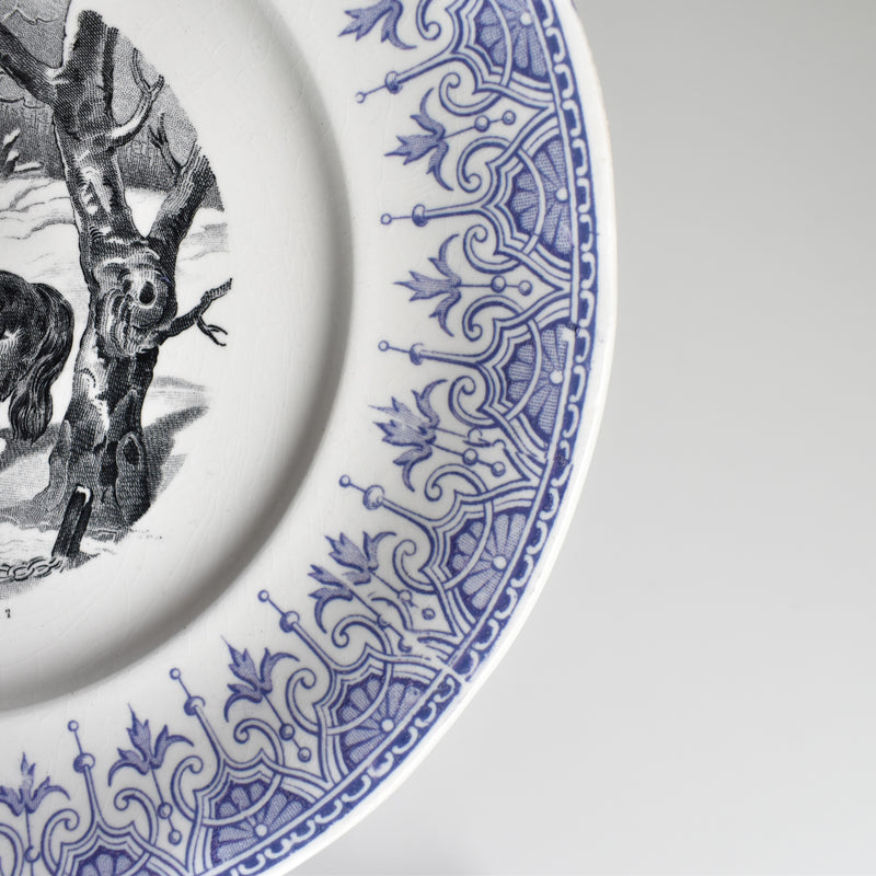 Antique dessert plate Sarreguemines La Chasse N7