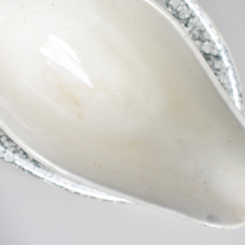 Antique Creil et Montereau Sauce Boat with Finches