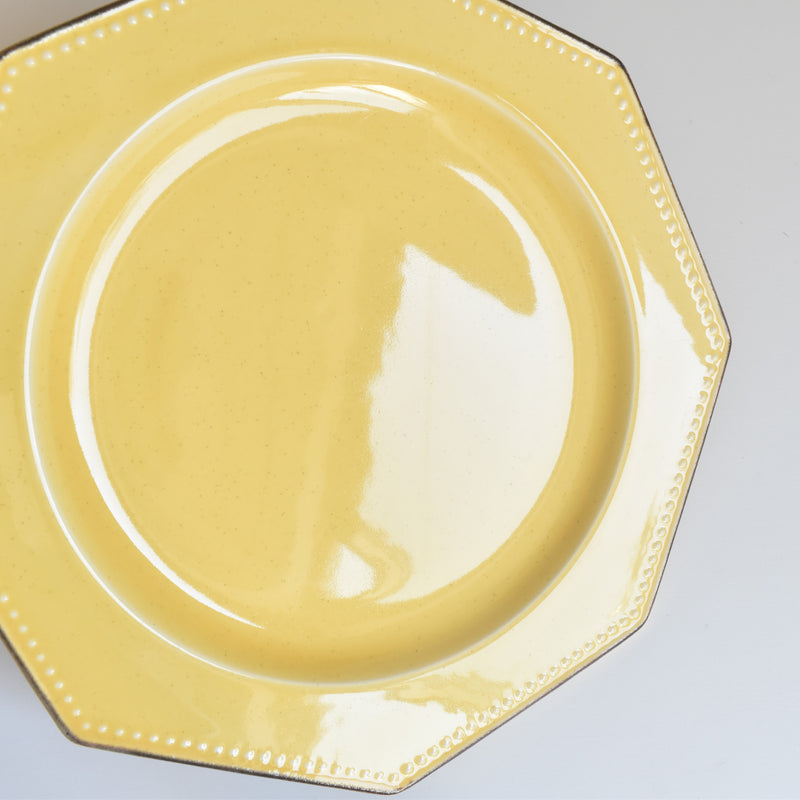 （予約済み）ヴィンテージ　オクトゴナルプレート　ポエ-ラヴァル　イェロー　4枚セット