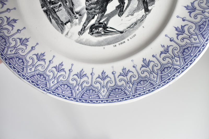 Antique dessert plate Sarreguemines La Chasse N7