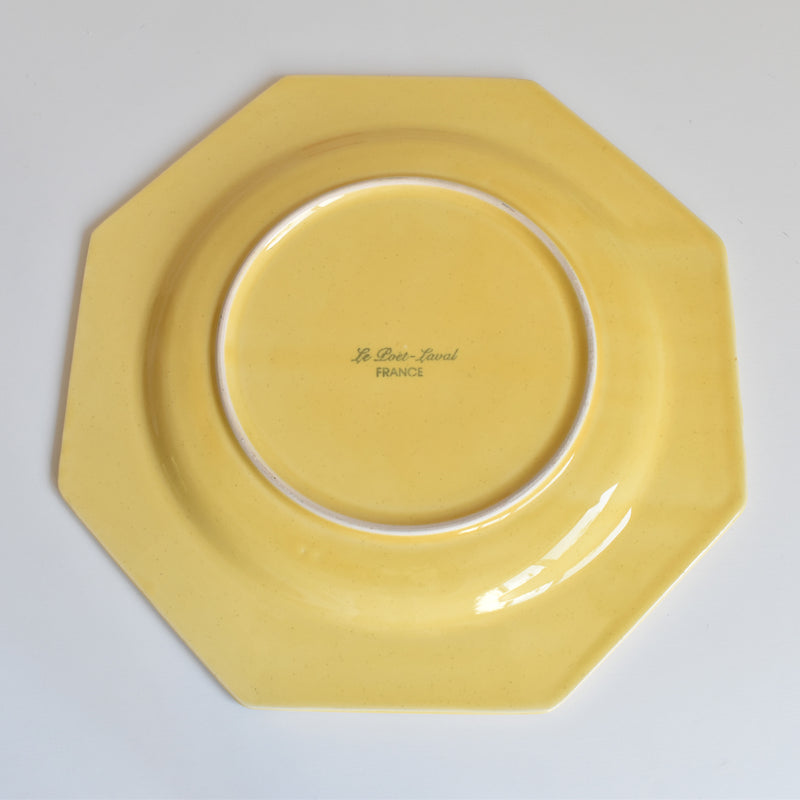 （予約済み）ヴィンテージ　オクトゴナルプレート　ポエ-ラヴァル　イェロー　4枚セット
