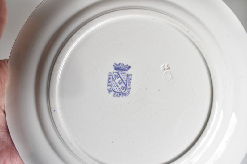 Antique Dessert Plate, Sarreguemines "La chasse N8"