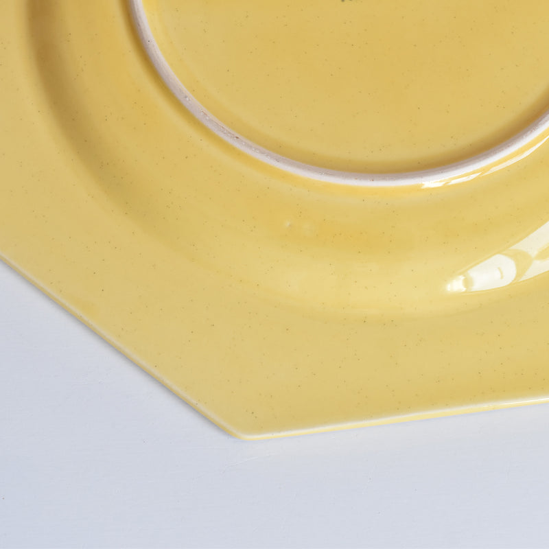 （予約済み）ヴィンテージ　オクトゴナルプレート　ポエ-ラヴァル　イェロー　4枚セット