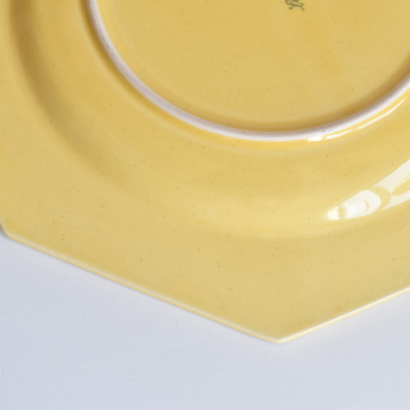 （予約済み）ヴィンテージ　オクトゴナルプレート　ポエ-ラヴァル　イェロー　4枚セット