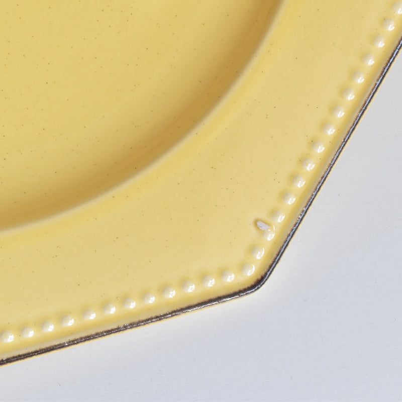 （予約済み）ヴィンテージ　オクトゴナルプレート　ポエ-ラヴァル　イェロー　4枚セット