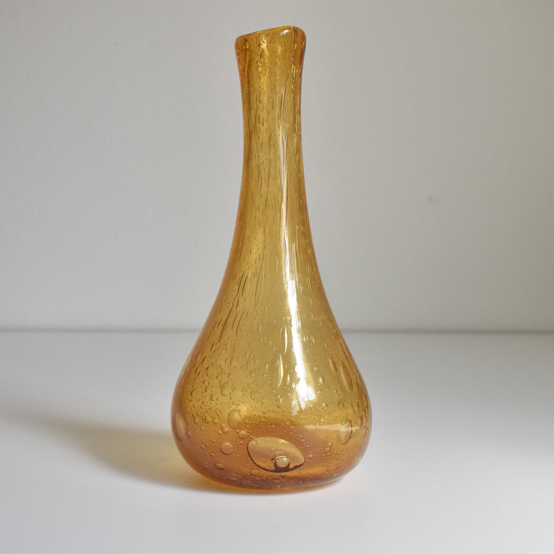 ヴィンテージガラス 花瓶　Biot アンバー